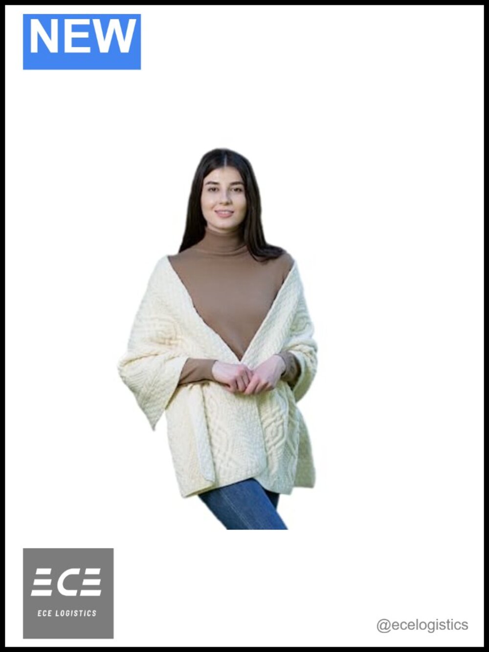 100% Irish Merino Wool Cable Knit Wrap